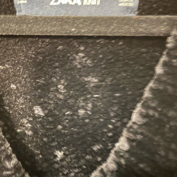 Zara Black Chanile Oversized V-Neck Chunky Knit Sweater, Size Small - Picture 7 of 10